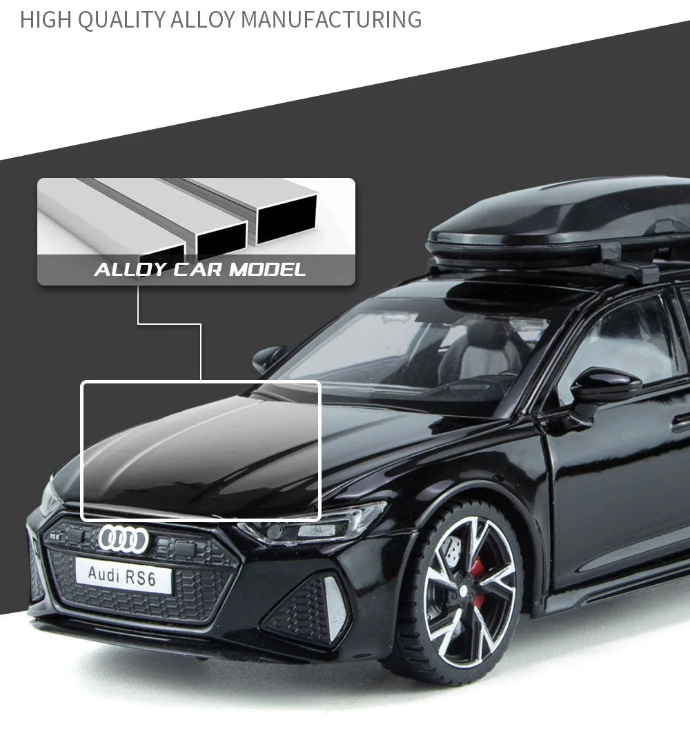 Model Audi RS6 1:32 – Hračka Auto s Zvukem a Světlem, Otevírací Dveře, Slitina, Diecast, Sběratelská Hračka pro Chlapce a Dospělé, Festivalový Dárek