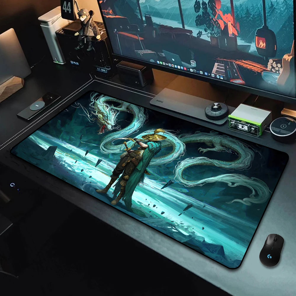 Stylová Japonská Samurajská Herní Podložka pod Myš – Velká Měkká Gumová Deskmat s Protiskluzem pro Klávesnici i Stůl