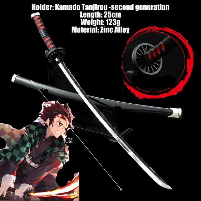 Katana 25 cm – Demon Slayer / Kimetsu no Yaiba, Kovová Simulační Meč, Anime Manga Hračka a Dekorace do Ložnice