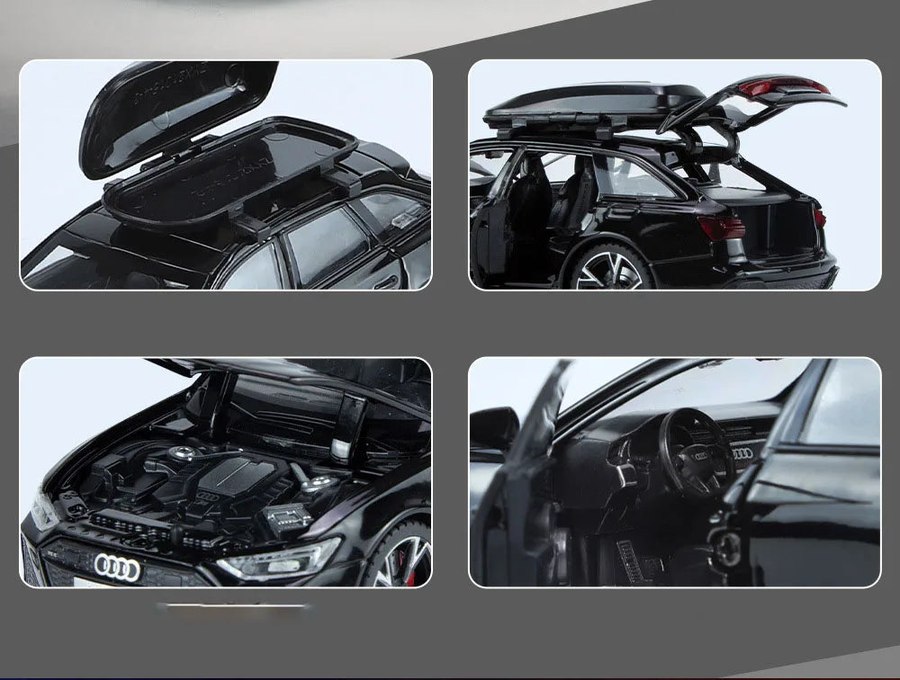 Model Audi RS6 1:32 – Hračka Auto s Zvukem a Světlem, Otevírací Dveře, Slitina, Diecast, Sběratelská Hračka pro Chlapce a Dospělé, Festivalový Dárek