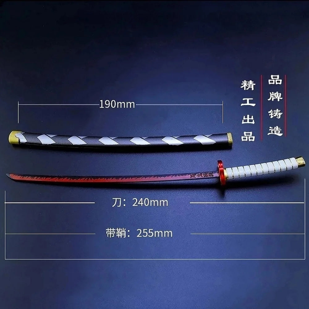 Katana 25 cm – Demon Slayer / Kimetsu no Yaiba, Kovová Simulační Meč, Anime Manga Hračka a Dekorace do Ložnice