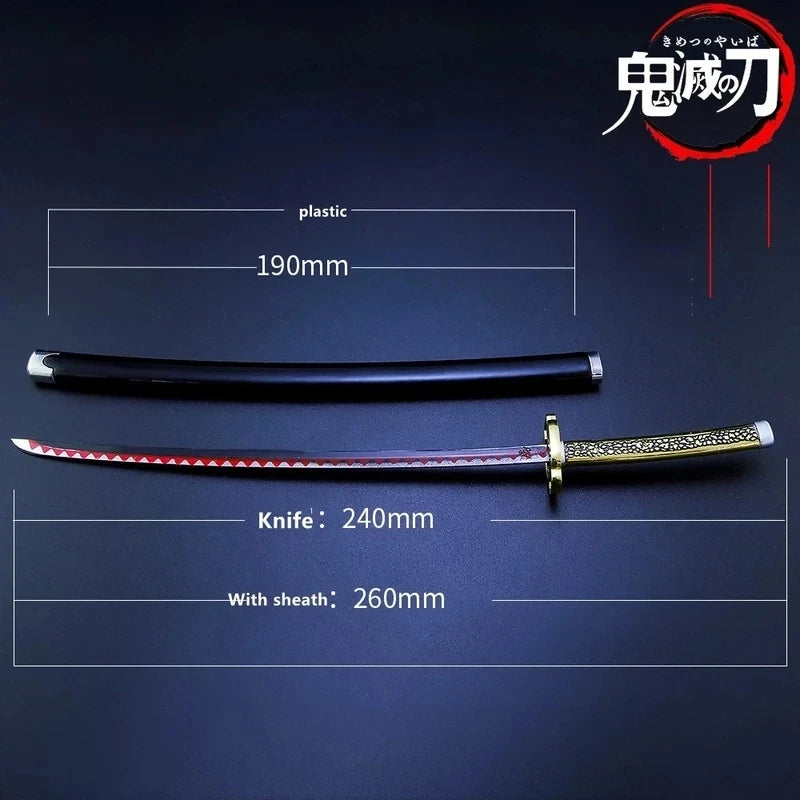 Katana 25 cm – Demon Slayer / Kimetsu no Yaiba, Kovová Simulační Meč, Anime Manga Hračka a Dekorace do Ložnice