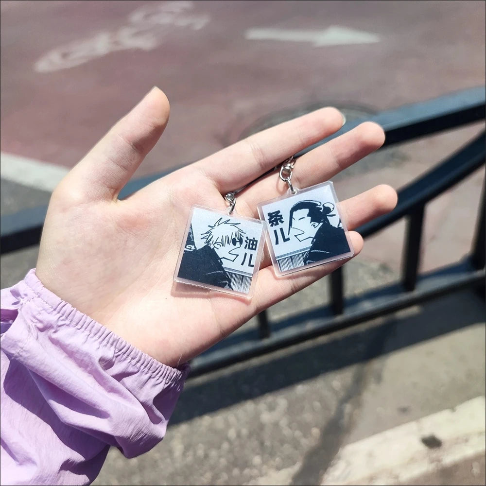 Anime Klíčenka Satoru Gojo & Geto Suguru – Roztomilý Přívěsek na Tašku či Batoh, Akrylové Párové Klíčenky