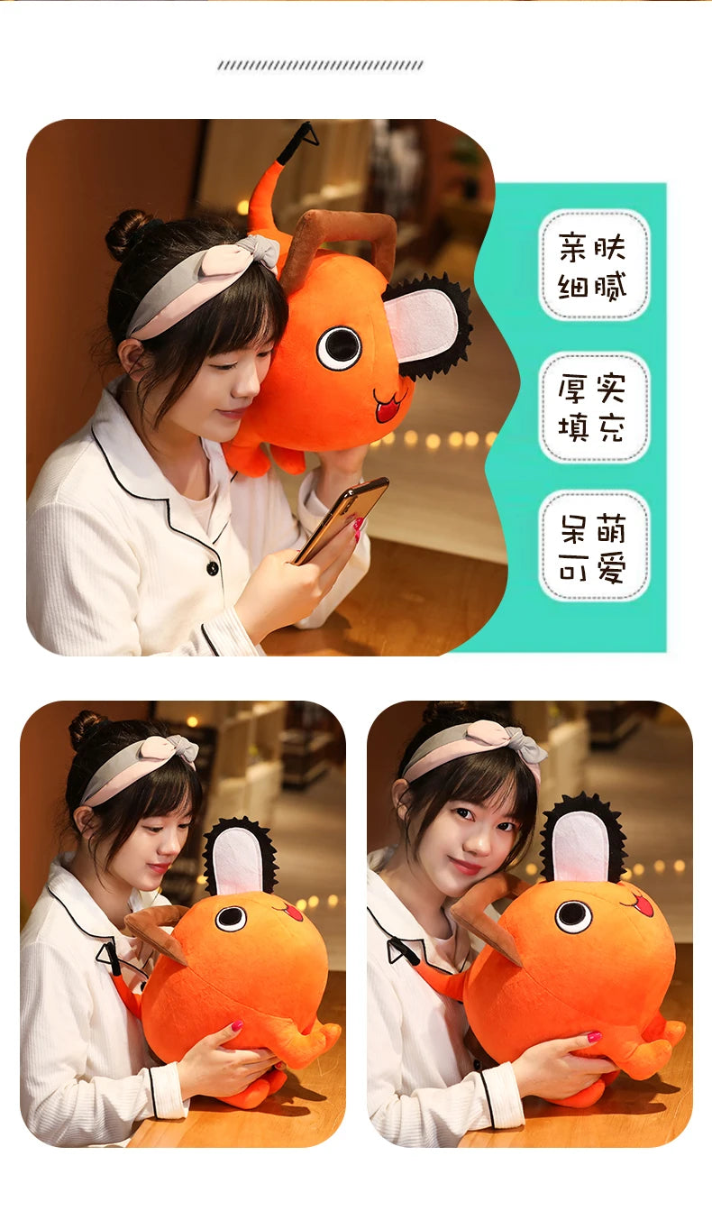 Pochita Plyšák – Řetězová Pila / Chainsaw Man, Roztomilá Anime Plyšová Hračka, Polštář, 10–40 cm, Ideální na Vánoce