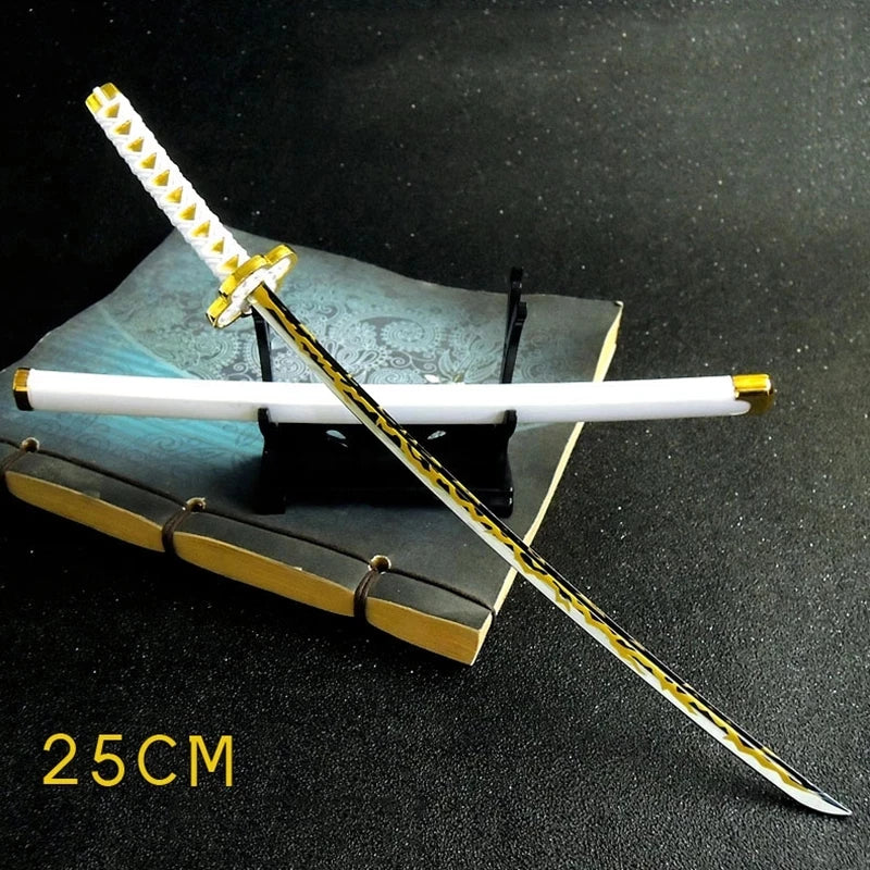 Katana 25 cm – Demon Slayer / Kimetsu no Yaiba, Kovová Simulační Meč, Anime Manga Hračka a Dekorace do Ložnice