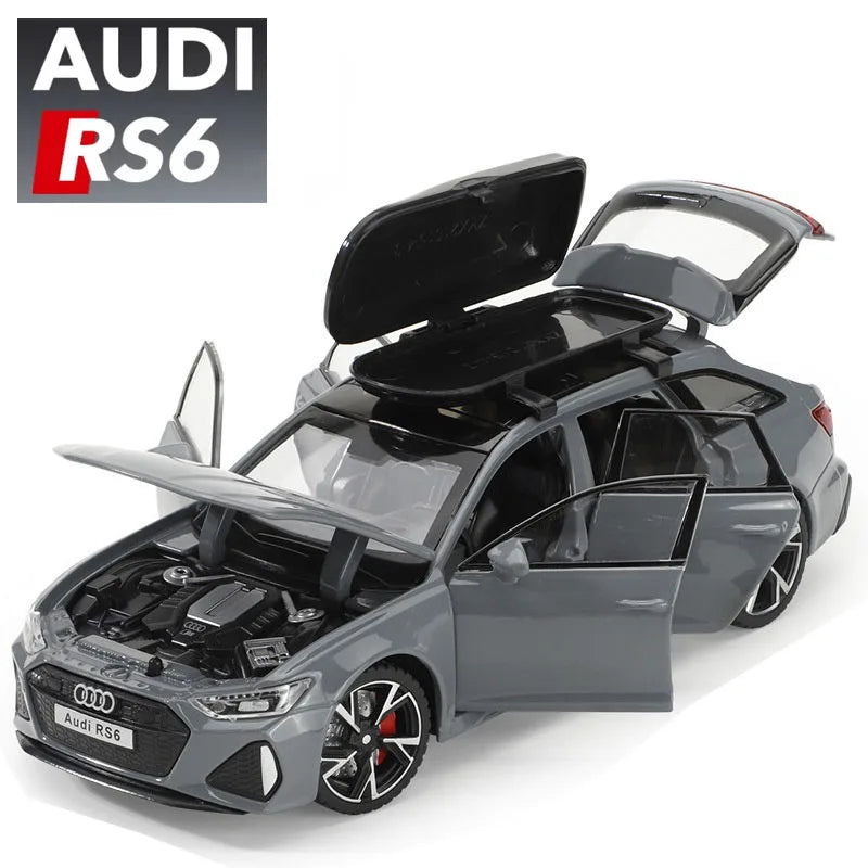Model Audi RS6 1:32 – Hračka Auto s Zvukem a Světlem, Otevírací Dveře, Slitina, Diecast, Sběratelská Hračka pro Chlapce a Dospělé, Festivalový Dárek