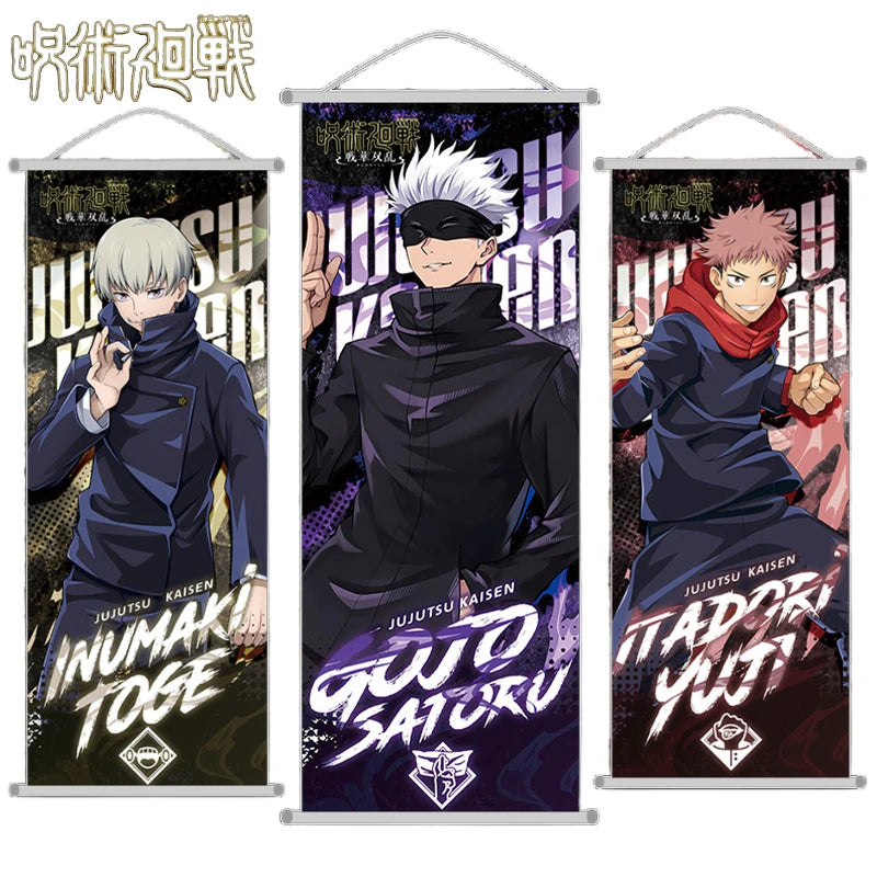 Nový Bandai Jujutsu Kaisen – Anime Plakát / Přívěsek, Itadori Yuji, Satoru Gojo, Geto Suguru, Scroll Mural, 25 × 70 cm