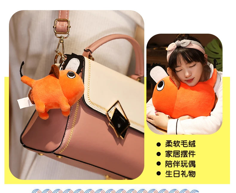 Pochita Plyšák – Řetězová Pila / Chainsaw Man, Roztomilá Anime Plyšová Hračka, Polštář, 10–40 cm, Ideální na Vánoce