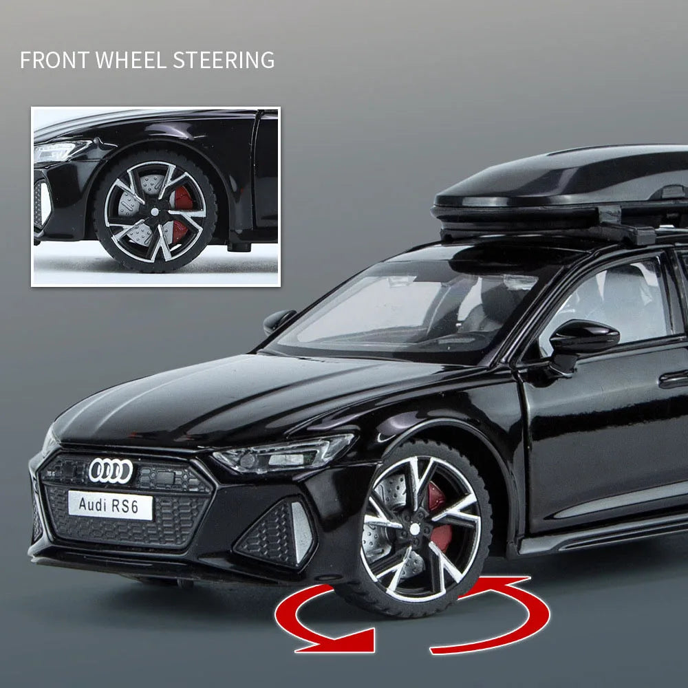 Model Audi RS6 1:32 – Hračka Auto s Zvukem a Světlem, Otevírací Dveře, Slitina, Diecast, Sběratelská Hračka pro Chlapce a Dospělé, Festivalový Dárek